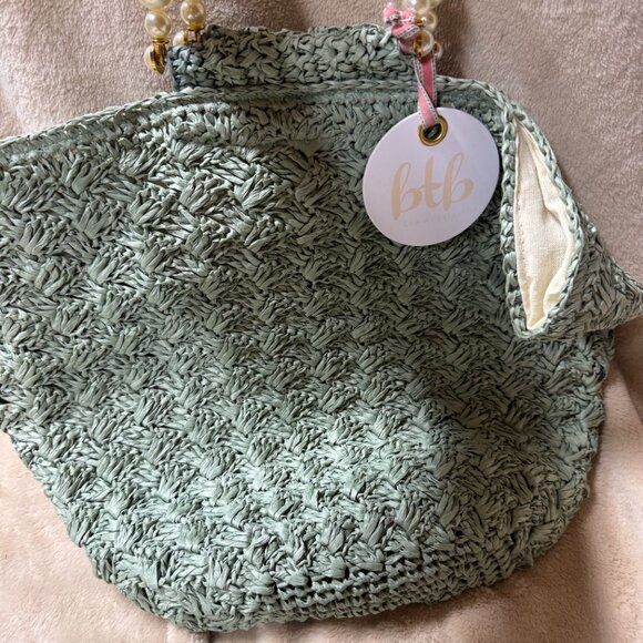 BTB LOS ANGELES Uma Pearl Light Green Tote Bag NEW WITH TAG - Picture 7 of 12